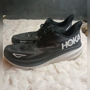 HOKA One One Clifton 9 Mens Size 14 D Black Running Shoes Sneakers 1127895 BWHT